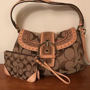 Coach Soho Signature Flap Shoulder Bag & wristlet